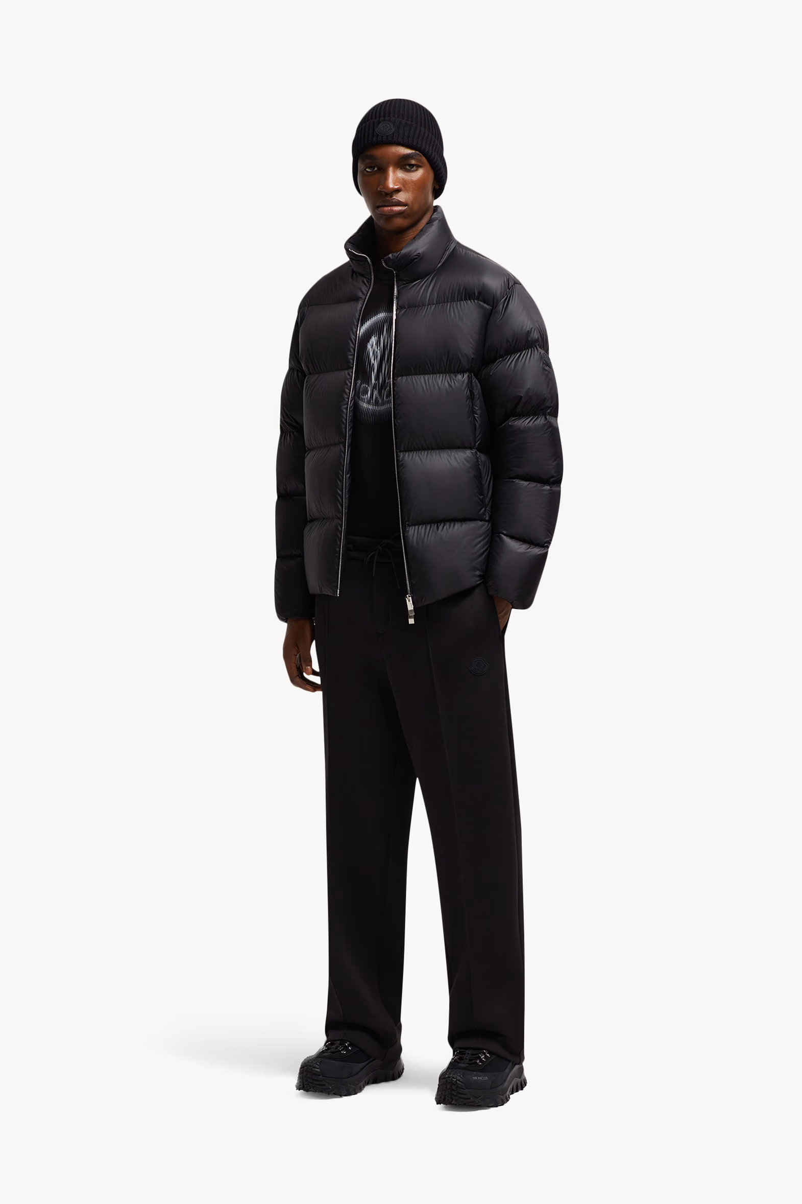 Pantalones deportivos de neopreno y algodón con parche con logotipo Hombre Negro Moncler 0